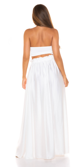 Satin-Look Maxi Skirt White